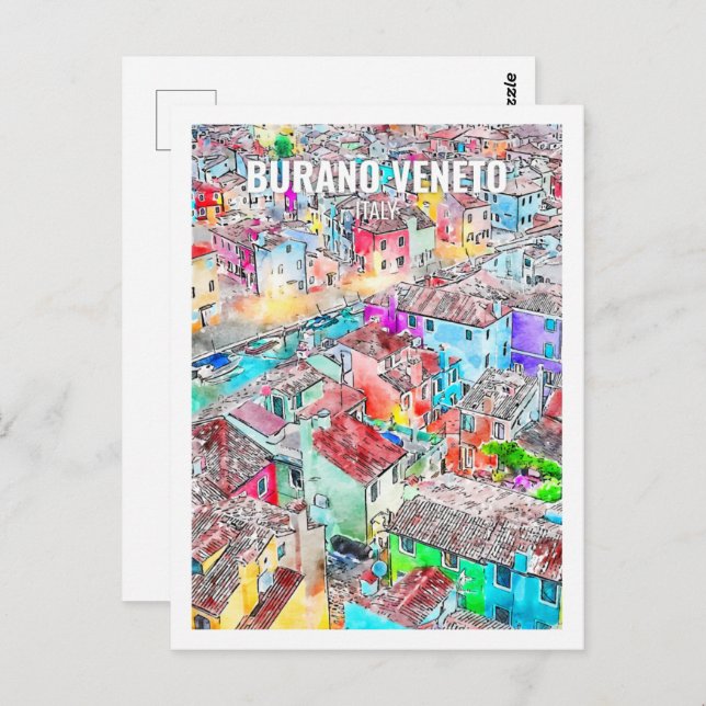 Cartão Postal Burano Veneto Itália Familiar Viagem Place Waterco (Frente/Verso)
