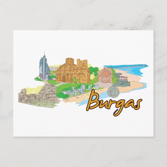 Cartão Postal Burgas Bulgária (Frente)
