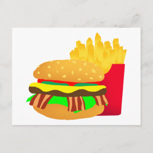 Cartão Postal Burger e Fries