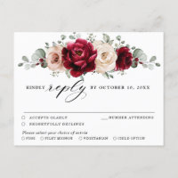 Burgundy Champagne Ivory Mauve Rosa Floral RSVP