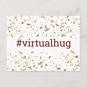 Cartão Postal Burgundy Hashtag de Abraço Virtual Confete Falso D