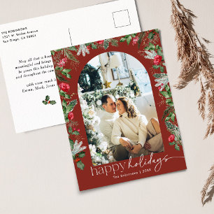 Cartão Postal Burgundy Red Botanage Arch 1 Feriado de Foto
