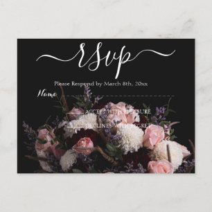 Cartão Postal Burgundy vintage escuro floral RSVP