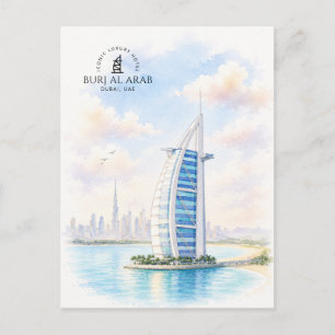 Cartão Postal Burj Al Arab, Hotel de luxo icônico, Viagem para D