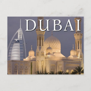 Cartão Postal Burj al Arab   Mesquita à Noite Dubai
