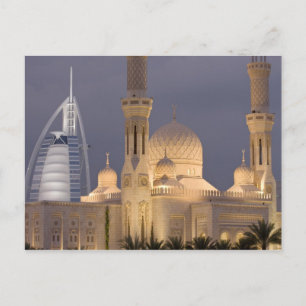 Cartão Postal Burj al Arab Mesquita à Noite Dubai