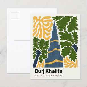 Cartão Postal Burj Khalifa Dubai UAE viagem abstrato floral