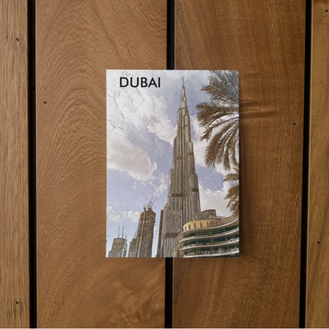 Cartão Postal Burj Khalifa Dubai - Viagens vintage (dubai burj khalifa illustration postcard)