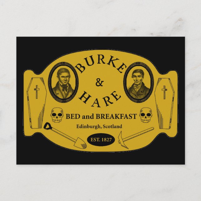 Cartão Postal Burke e Hare cama e café da manhã (Frente)