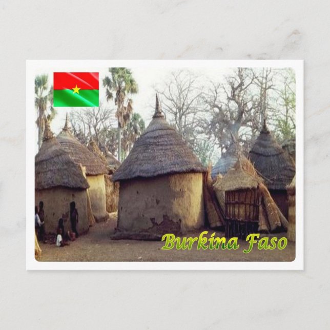 Cartão Postal Burkina Faso - casas tradicionais - (Frente)