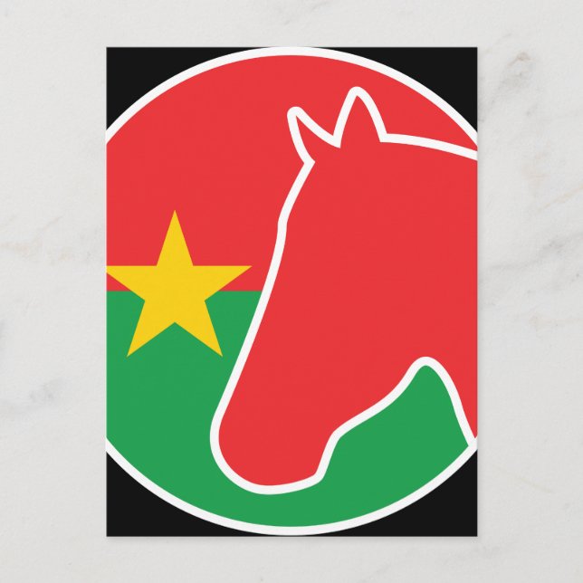 Cartão Postal Burkina Faso Cavalo Burkina Bandeira Animal Nacion (Frente)