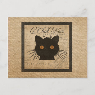 Cartão Postal Burlap Le Chat Noir Francês O Gato Negro