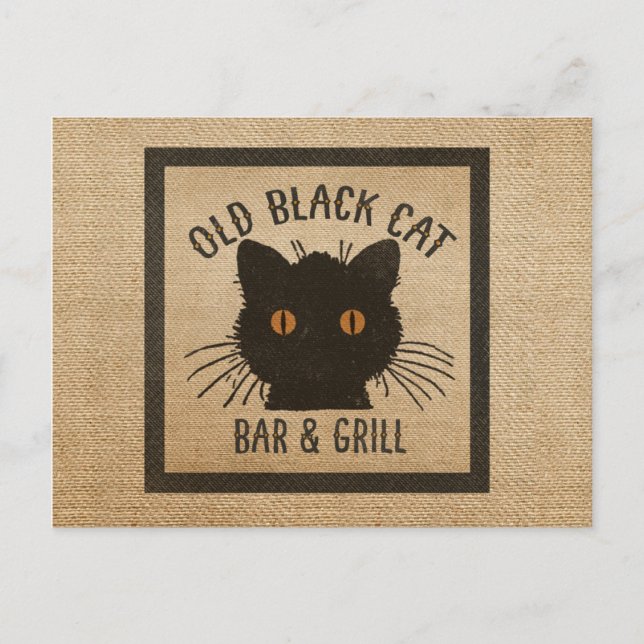 Cartão Postal Burlap Old Black CA Bar e Grill (Frente)