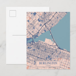 Cartão Postal Burlington Canadá Mapa da Cidade Ventilada Viagem