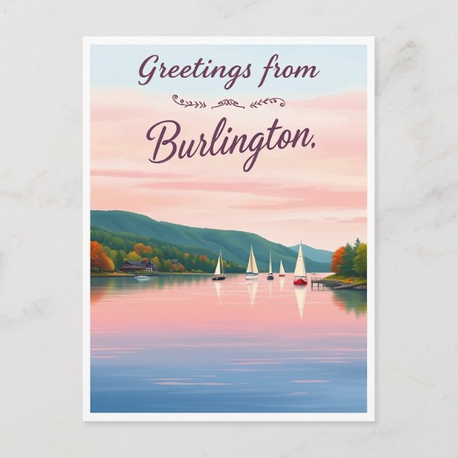 Cartão Postal Burlington, Vermont – Lago Champlain (Frente)
