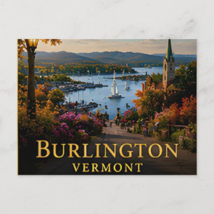 Cartão Postal Burlington Vermont Lago Champlain & Montanha Verde
