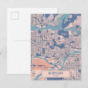 Cartão Postal Burnaby Canadá Mapa da Cidade Ventilada Viagem