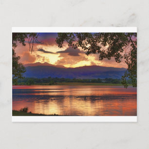 Cartão Postal Burning Lake Sunset