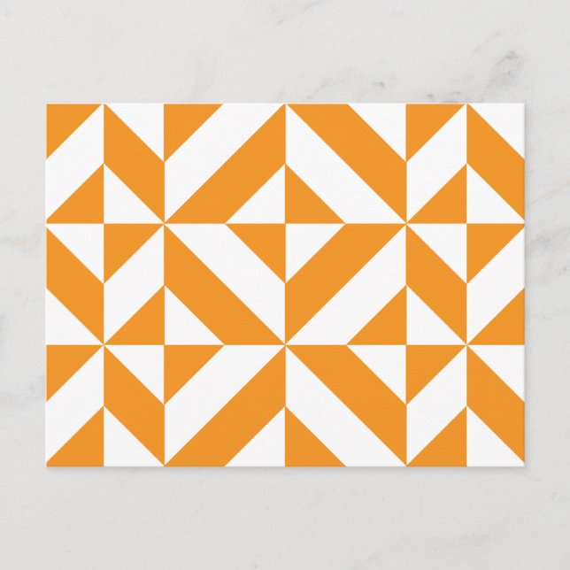 Cartão Postal Burnt Orange Geometric Deco Cube Pattern (Frente)