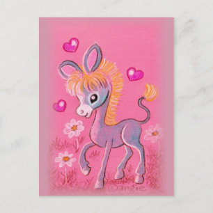 Cartão Postal Burrinho Baby Doce Com Corações