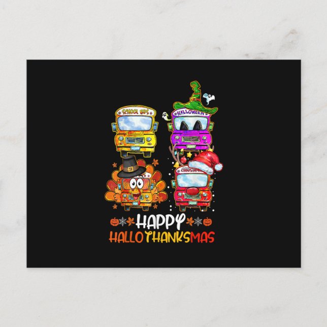 Cartão Postal Bus Driver Happy HalloThanksMas Thanksgiving Chris (Frente)