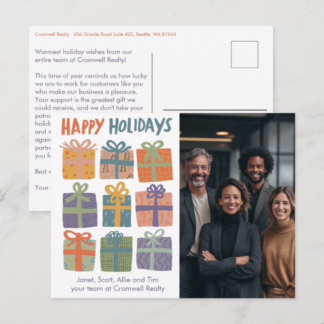 Cartão Postal Business Corporate Christmas Holiday CUSTOM Photo  (Frente/Verso)