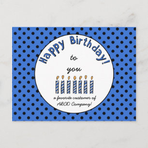 Cartão Postal Business Happy Birthday Coupon Blue