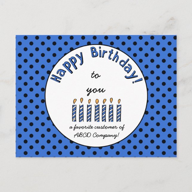 Cartão Postal Business Happy Birthday Coupon Blue (Frente)