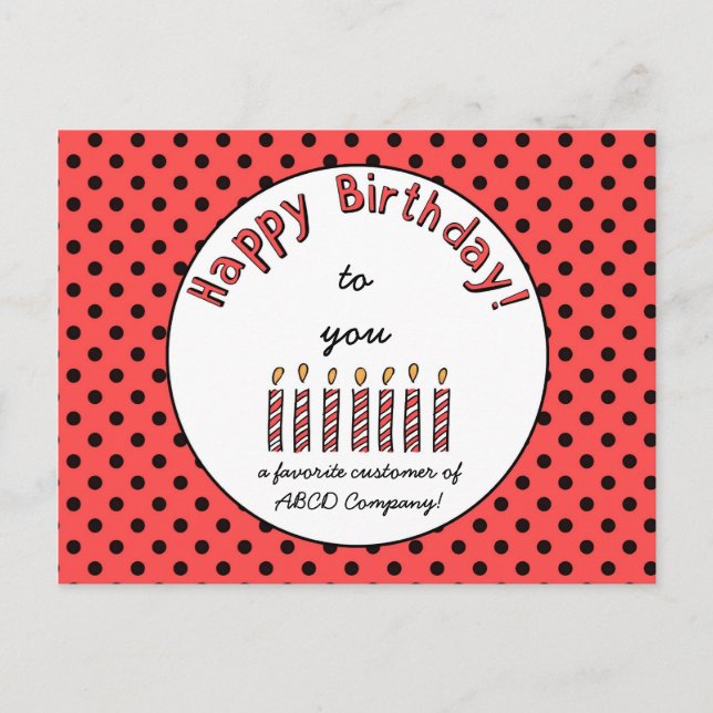 Cartão Postal Business Happy Birthday Coupon Orange-Red (Frente)