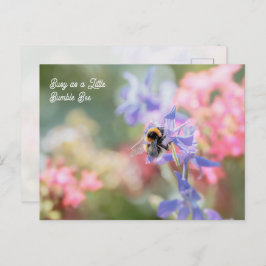 Cartão Postal "Busy as a Little Bumble Bee" Soft Pastel Flowers
