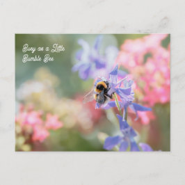 Cartão Postal "Busy as a Little Bumble Bee" Soft Pastel Flowers
