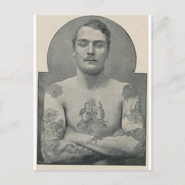 Cartão Postal Butch Bruce, o marinheiro australiano tatuado (Frente)