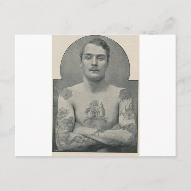 Cartão Postal Butch Bruce, o marinheiro australiano tatuado (Frente)