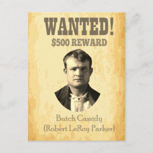 Cartão Postal Butch Cassidy queria 🚨 Poster da Lei Ocidental Se