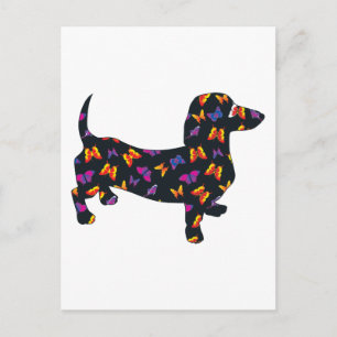 Cartão Postal Butterfly Doxie Dachshund