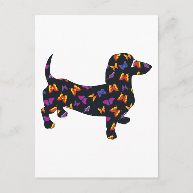 Cartão Postal Butterfly Doxie Dachshund (Frente)