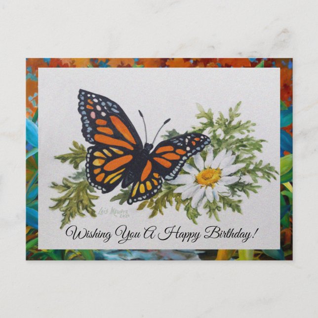 Cartão Postal Butterfly 'n Daisy Postcard Saudação (Frente)