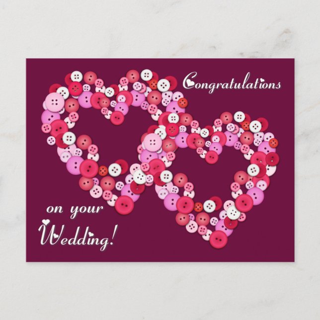 Cartão Postal Buttonised hearts (Frente)