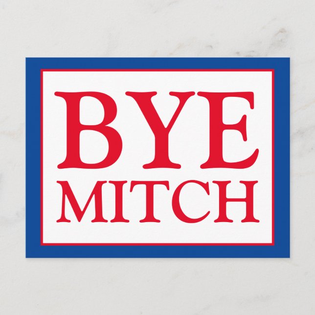Cartão Postal Bye Mitch McConnell Senate Votar Eleição Azul (Frente)