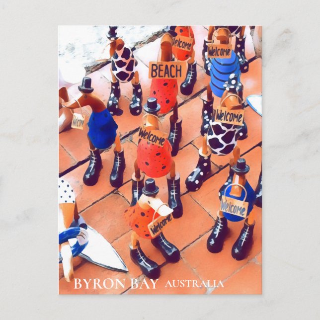 Cartão Postal Byron bay quirky cidade NSW Austrália (Frente)