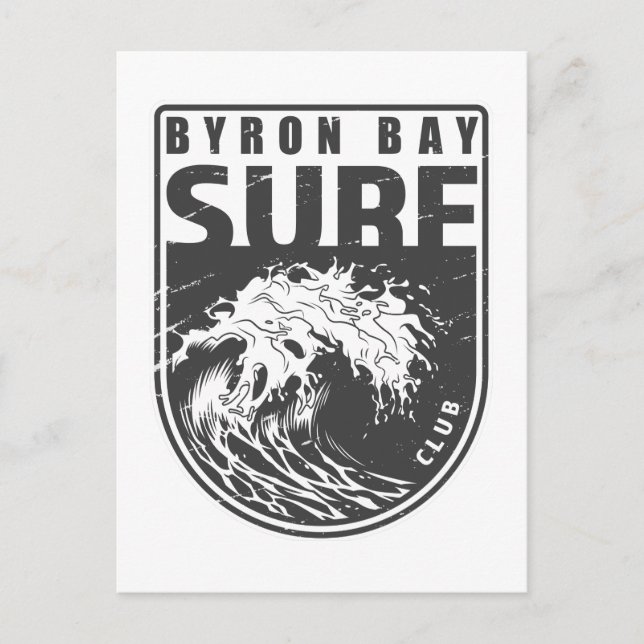 Cartão Postal Byron Bay Surf Club Austrália Emblem (Frente)