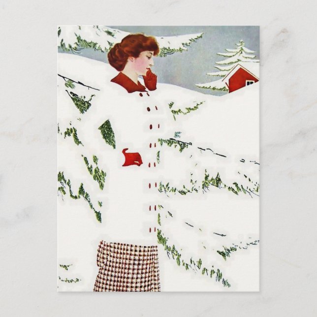 Cartão Postal C Cola Phillips ‘Fadeaway Girl’ "Winter Snowscape  (Frente)