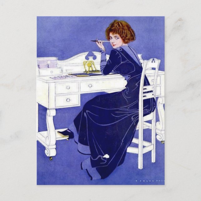 Cartão Postal C Coles Phillips ‘Garota Desaparecendo’ “Querida o (Frente)