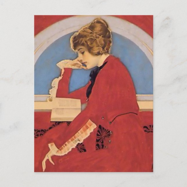 Cartão Postal C Coles Phillips "Um Bom Livro" (Frente)