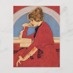 Cartão Postal C Coles Phillips “Um Bom Livro” Fadeaway Girl