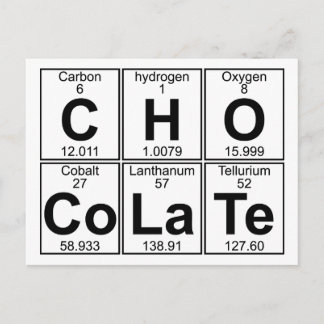 Cartão Postal C-H-O-Co-La-Te (chocolate) - Cheio