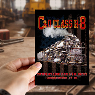 Cartão Postal C&O Classe H-8 Locomotiva Allegheny - bandeira ame