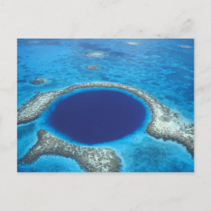 Cartão Postal CA, Belize. Vista aérea do Blue Hole (diâmetro