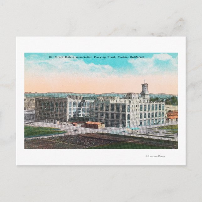 Cartão Postal CA Raisin Association Packing Plant (Frente)