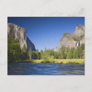 Cartão Postal CA, Yosemite NP, Valley view with El Capitan,